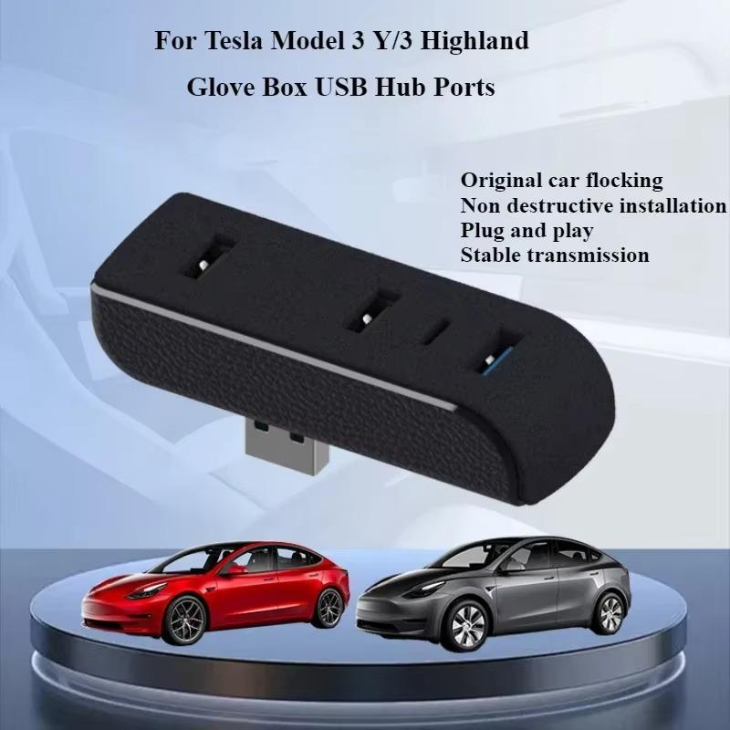 Docking Station For Tesla Model 3 Y Model3 Highland Glove Box USB Hub Expansion Dock Fast Charging Upgrade Data Transfer Adapter