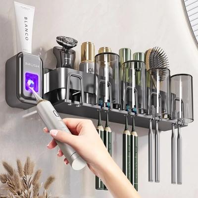 Zahnbürstenhalter Zahnpastahalter Elektrischer Zahnbürstenhalter Weltraumal0uminium Stanzfrei Toilette Badezimmer Regalgestell
