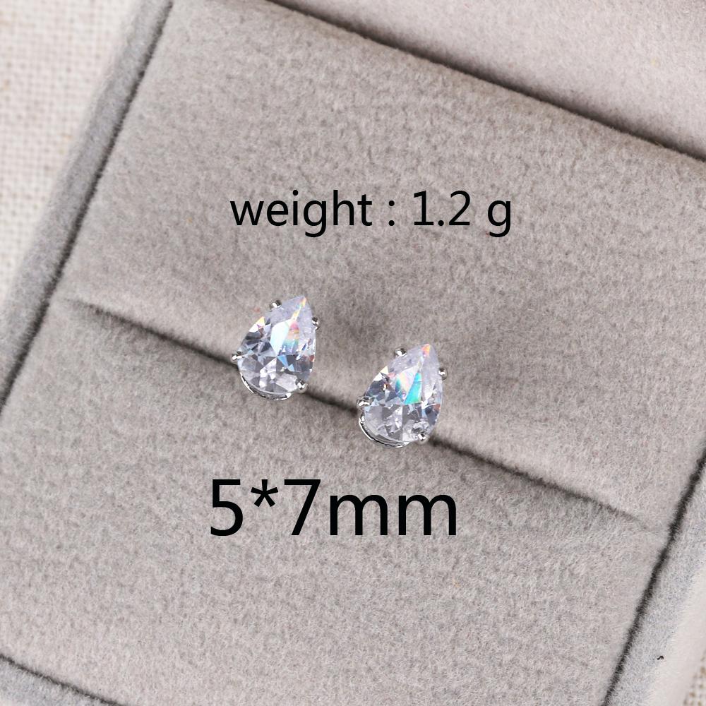 Delicate Water Drop Shaped Stud Earrings Luxury Silver Color Crystal CZ Ear Earrings for Women Fashion Versatile Jewelry