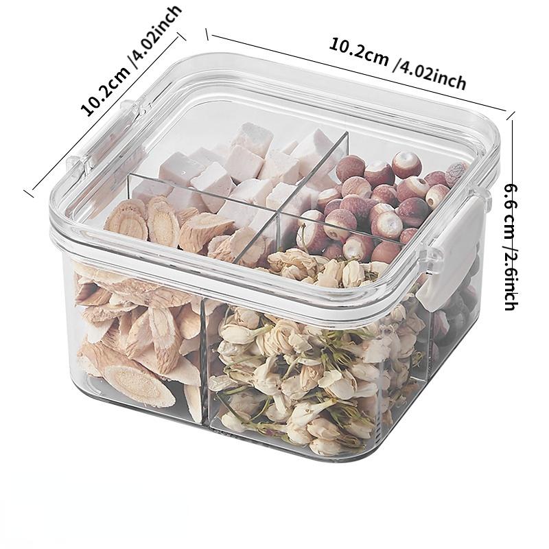 2-Piece 460ML Divided Sealed Storage Box Set, Transparent Plastic Organizer Container for Snacks & Food Organization