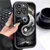 Czarny Etui na Telefon w Stylu Sun & Moon Groove dla iPhone 14/15/16/17 Pro Max