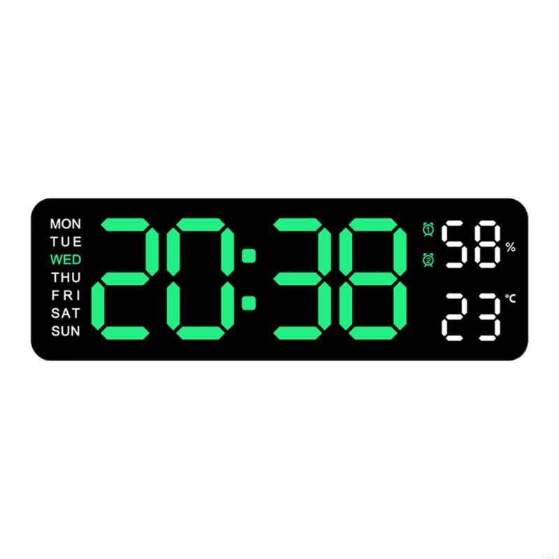 62KD Large Digital Wall Clock 9Inch LED Alarm Clock Big Screen Calendar Temperature