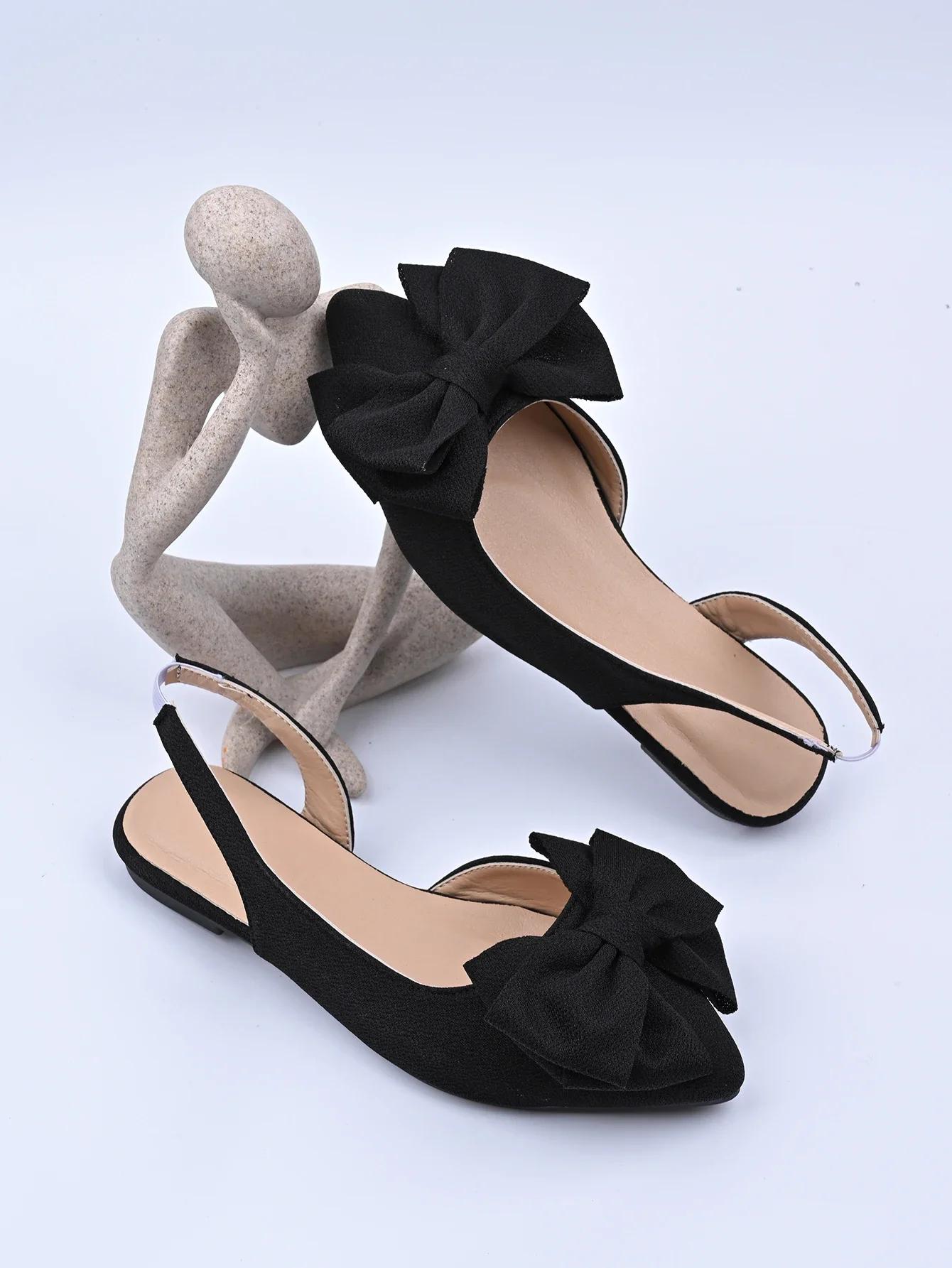 Summer Butterfly-knot Closed Toe Women s Sandals 2025 New Fashion Plus Size Slip-on Light Comfortable Flat Sandals 35 2538₽