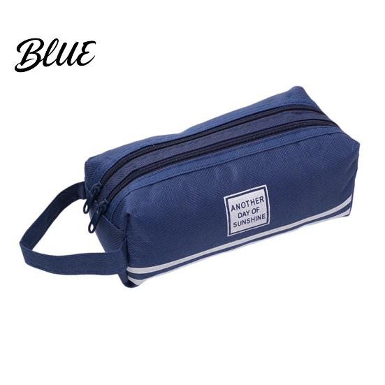 Large Capacity Pencil Case Oxford with Handle Double Layer Pen Pouch