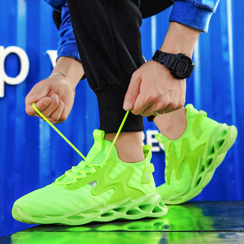 Fashion Green Mens Athletic Shoes Running Sneakers Breathable Mesh Comfortable Walking Shoe Non Slip Sports Shoes for Women Gym Training