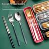 Koreanisches Edelstahl-Besteckset: Tragbares Löffel-, Gabel- und Essstäbchen-Set mit Reiseaufbewahrungsbox - Individuelles Logo erhältlich