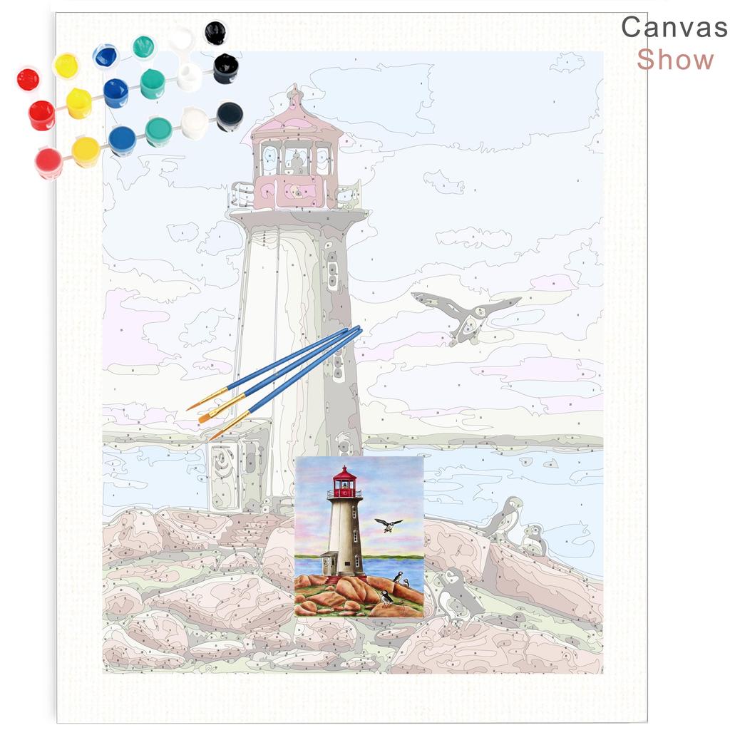 RUOPOTY Paint By Numbers Tower Landscape Wall Art Unique Gift Acrylic Home Decor Hand Painted Coloring Seaside For Living Room