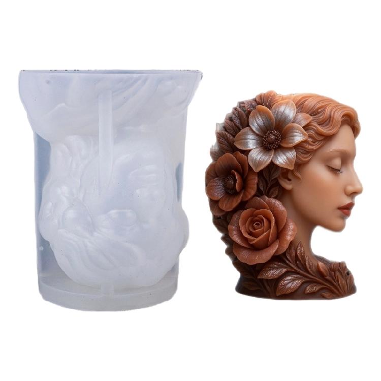 

Flower Girl Shape Silicone Candle Mold Temperature Resistant For Making Candle Soap Chocolate Festival Decoration 1