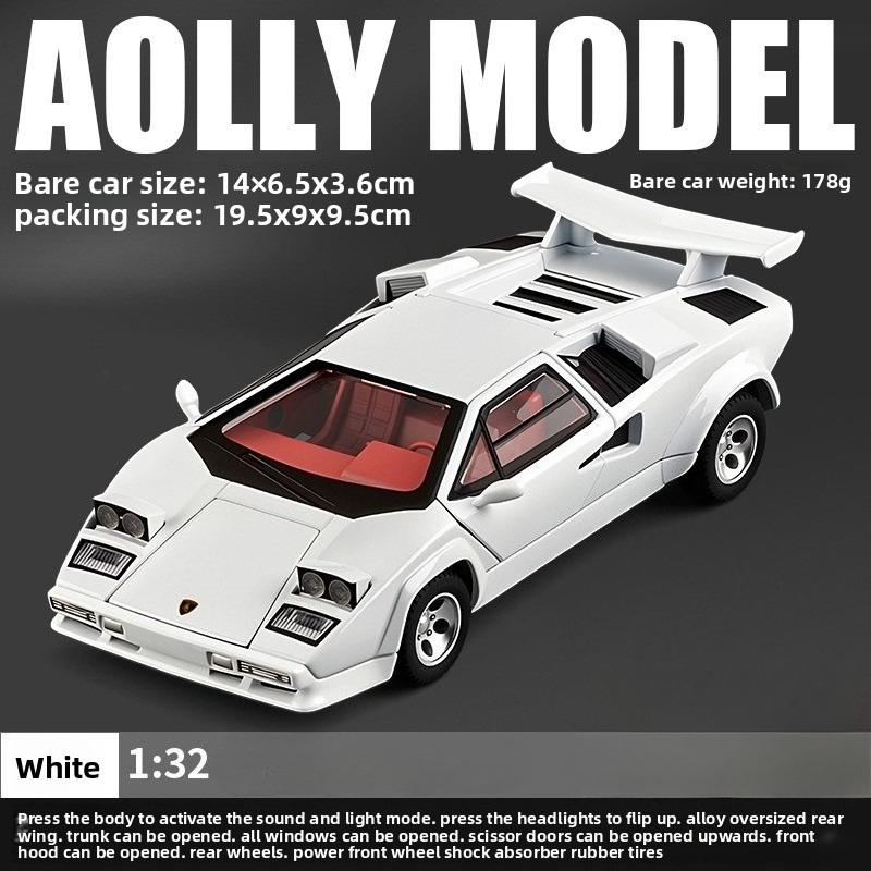 1:32 Countach LP500S Supercar Spielzeugauto Modell Rad Lenkung Geräusch und Licht Kinderspielzeug Sammlerstücke Geburtstagsgeschenke