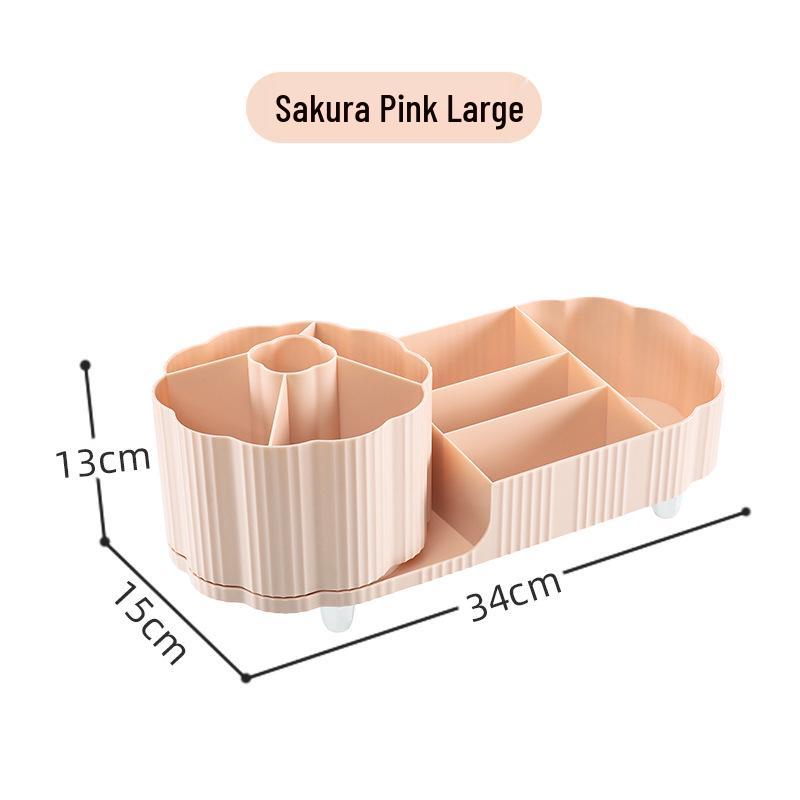 Rotating Cosmetic Organizer: Large Capacity Desk Storage & Lipstick Holder with Brush Compartments.
