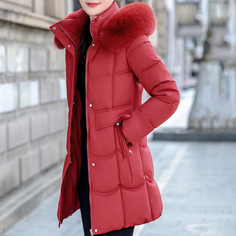 Fashion Female Warm Coat Winter Long Parkas Hooded Faux Fur Collar Loose Thick Women's Jackets
