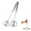 2pcs Semi Automatic Mixer Whisk Egg Beater Stainless Steel Manual Hand Mixer