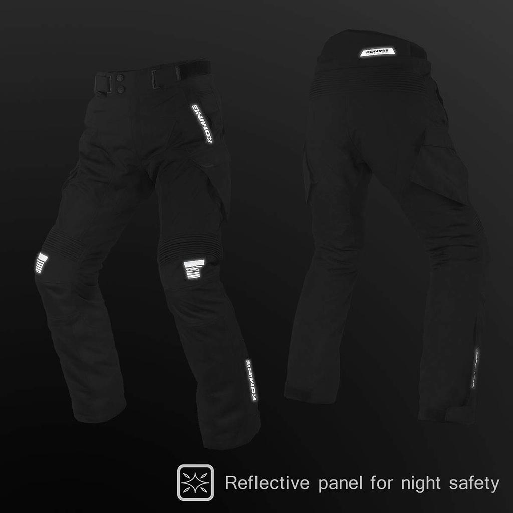 KOMINE Ochranné dobrodružné síťované kalhoty na motorku Černé L 12966 Na a Podzim Síťovaný materiál CE Standard Strečový materiál Chránič PK-746