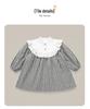 Spring Plaid Patchwork Dress with Sweet Lace Collar for Girls