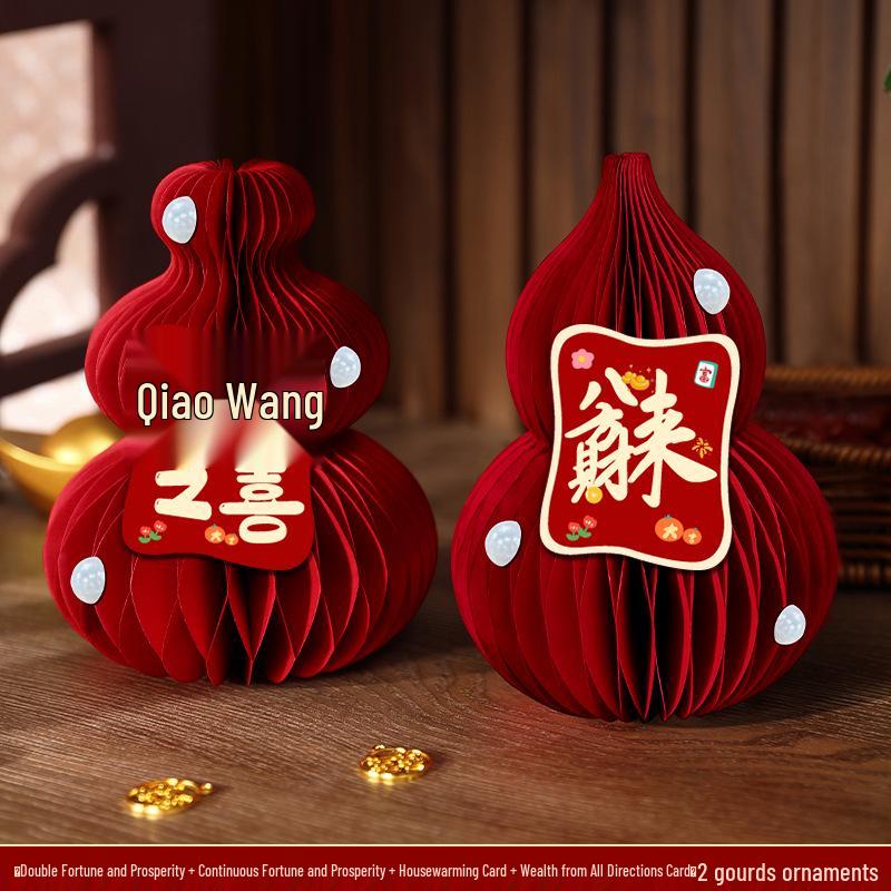 Housewarming Prosperity Gourd: Three-Dimensional Home Ornament for Living Room Tabletop
