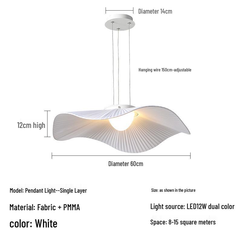 Nordic Lotus Leaf Pendant Light - Elegant White LED Ceiling Fixture for Living Room, Bedroom, Study, or Restaurant.