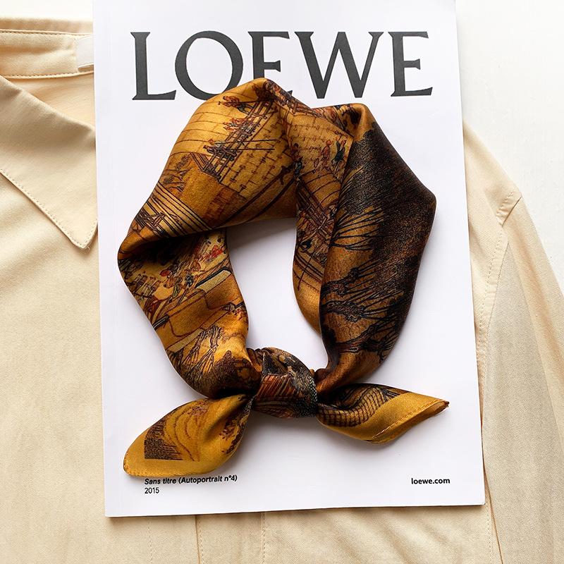 Women 70*70cm Square Silk Scarf/scarves Luxury Wrap  Hair Tie Band Bag Warp Soft Neckerchief Hijab Headscarf Female Foulard