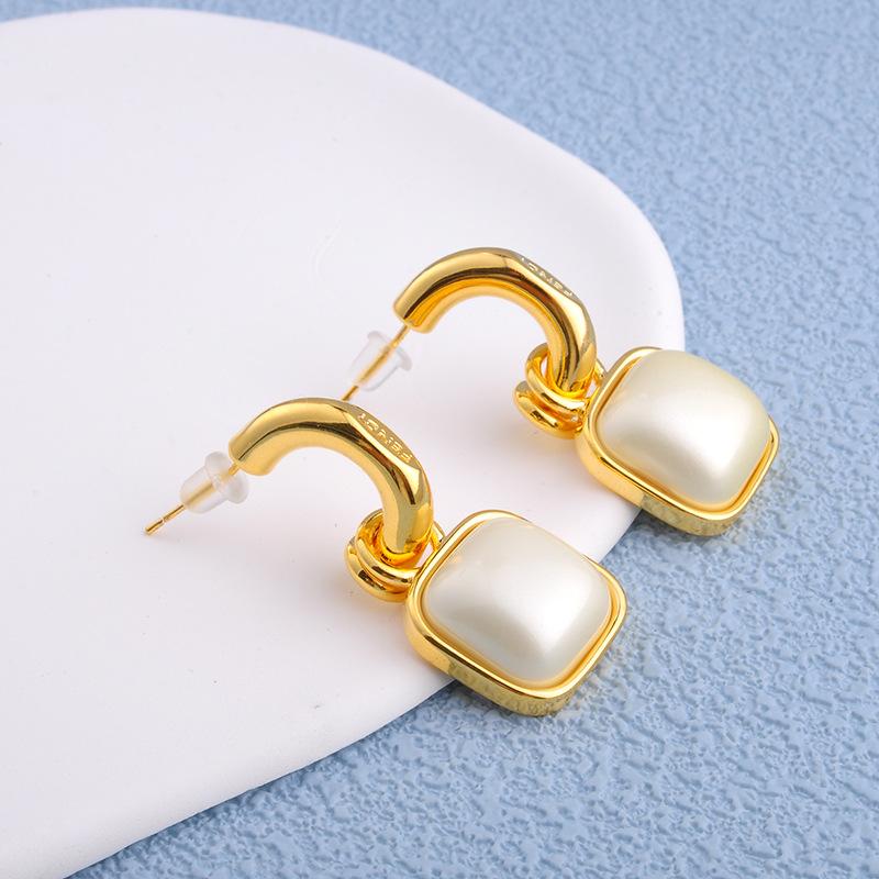 

Французские серьги-кисточки, квадратные жемчужные пусеты, простые серьги, современные эффектные висячие украшения