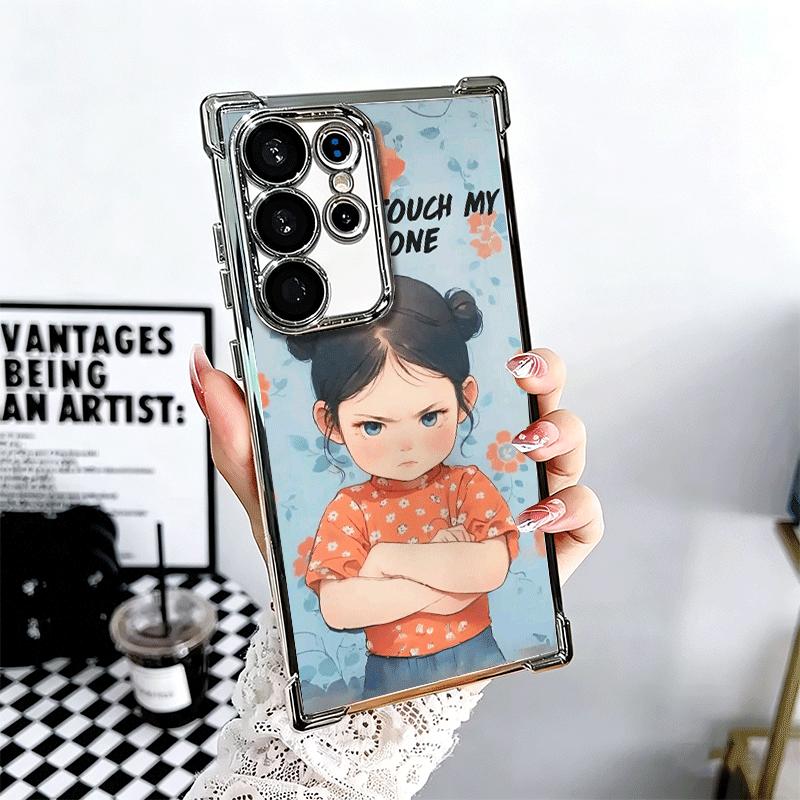 Funny Dont Touch My CallPhone Plating Phone Case For Samsung Galaxy S24 S25 FE S26 Edge S23 Ultra S22 S21 Plus S20 Anti-Fall Air
