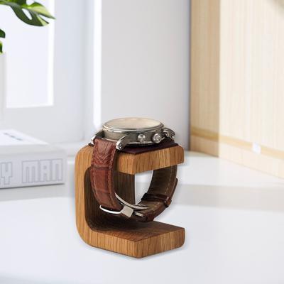Wooden Watch Stand with Faux Leather Top Layer Nordic Style Decorative Ornament Smooth Edges Watch Organizer
