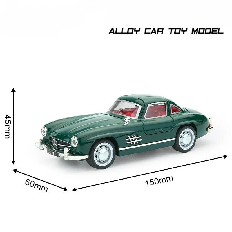 Diecast Alloy 1/32 Scale Benzs 300SL Sport Car Model with Sound Light Collection Miniature Voiture Children Boy Toy Vehicle