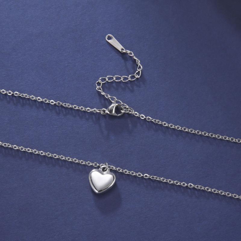 Stainless Steel Waterproof Glossy Heart-Shaped Pendant Necklace for Women Fashion Exquisite Collarbone Chain Jewelry Gifts