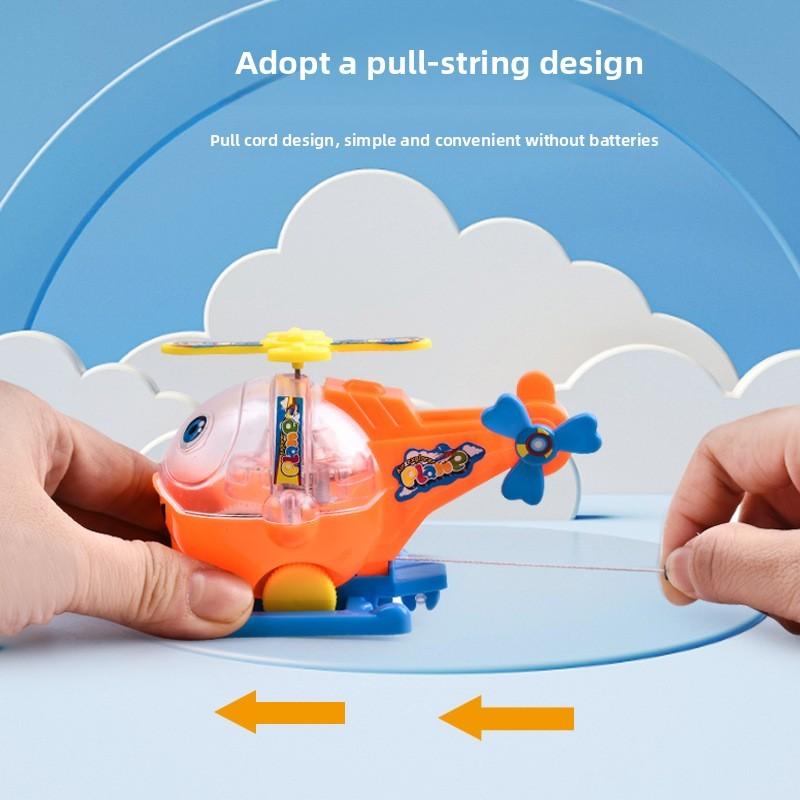 Childrens Light Up Flying Airplane Pull String Toy With Rotating Led For Education And Play