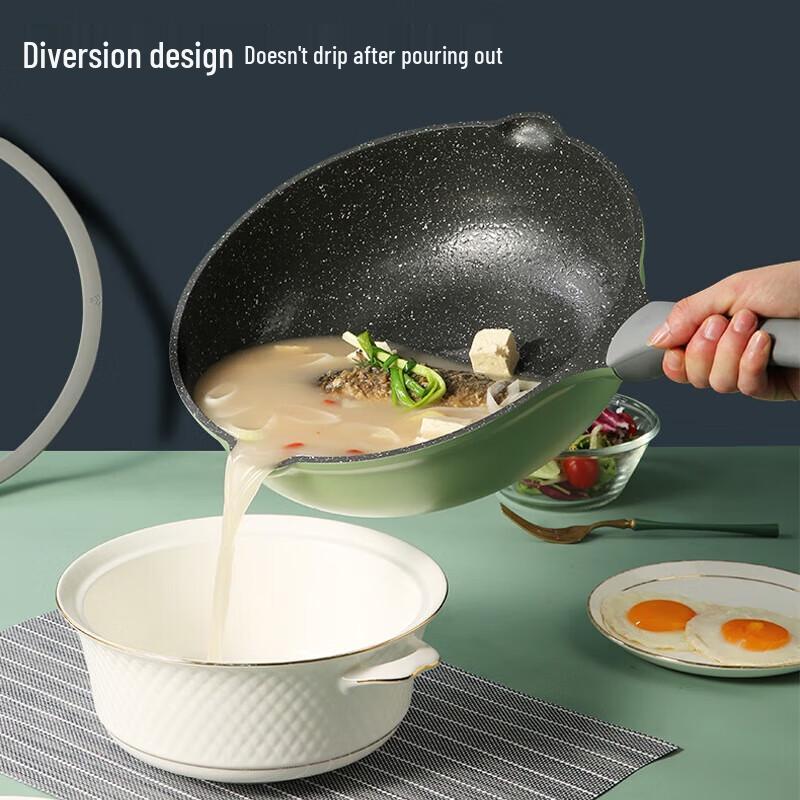 COOKER KING 32cm Maifan Stone Non-Stick Wok