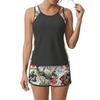 Women’s Two Piece Tankini Swimsuit Set with Tropical Print Sleeveless Top and Shorts Lightweight Quick Dry Fabric