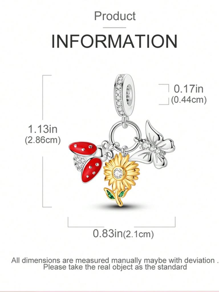 Charms Plata Colorful Butterfly Sunflower Beads Copper Plated Fit Copperoriginal Bracelet For Jewelry Making Diy Charm