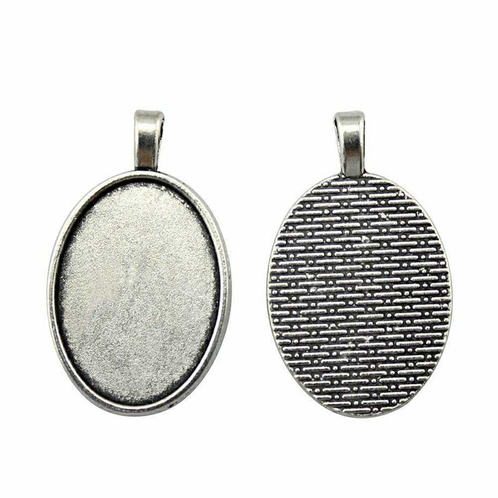 Oval Bezel Pendant Setting With Bail Fit 18x25mm Cabochon Blank Bases Tray
