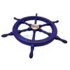 Roue de navire nautique en bois fabriquée à la main - Décoration murale pour la maison (24 pouces, Bleu clair)