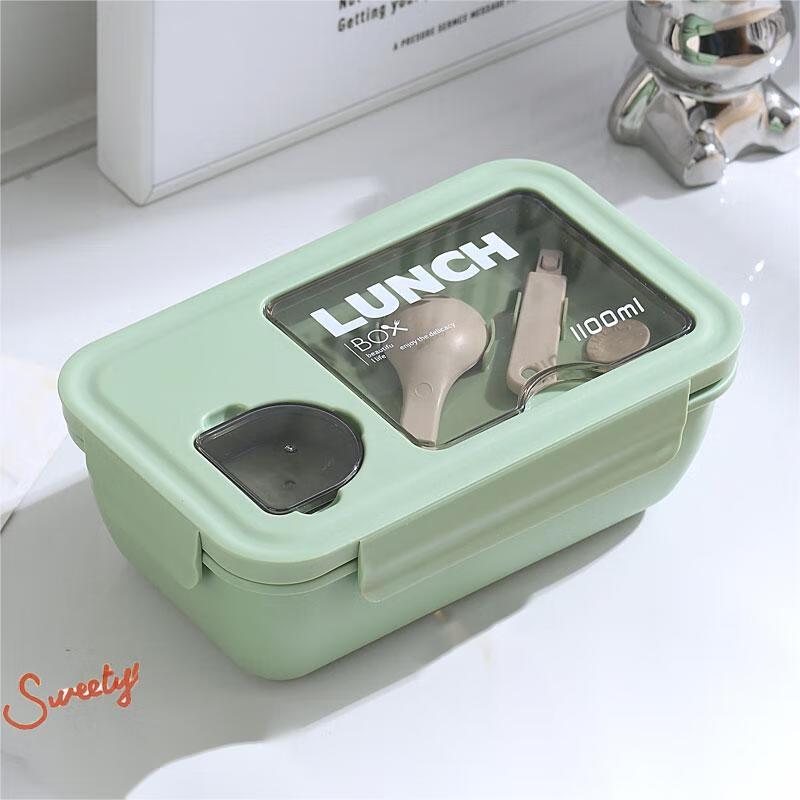 

Qianxing Microwavable PP Plastic Dual-Compartment Lunch Box with Cutlery (10-pack)