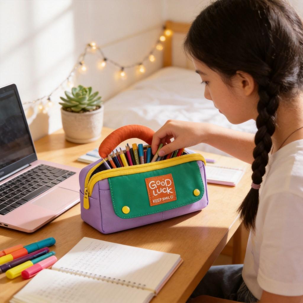 Style Stationery Organizer With Durable Composite Fabric For Girls And Boys