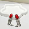 Western Cowboy Retro Turquoise Alloy Earrings - European & American Style