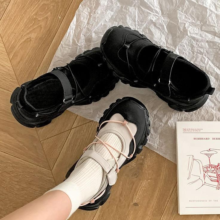 Fashion and Casual White Light Mouth Thick Sole Mary Jane Single Shoes Women's 2025 New Spring Versatile Height-increasing Dad Shoes