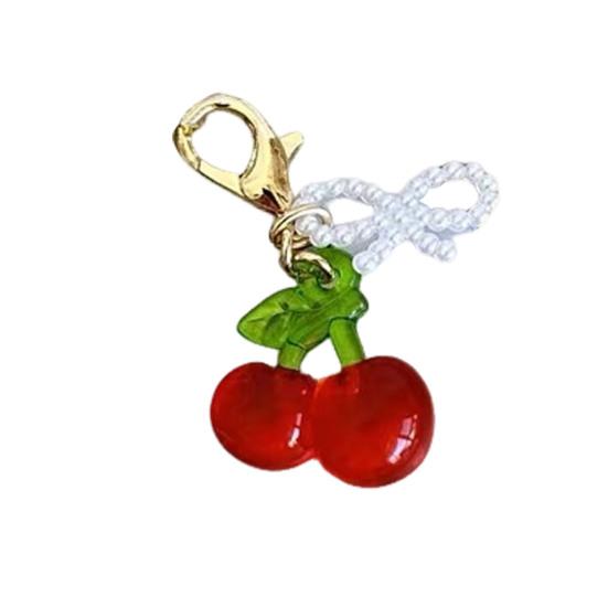

Keychain Pendant Bowknot Decor Simulated Fruit Design Key Chain with Universal Lobster Clasp Keys Bags Phones Accessory A