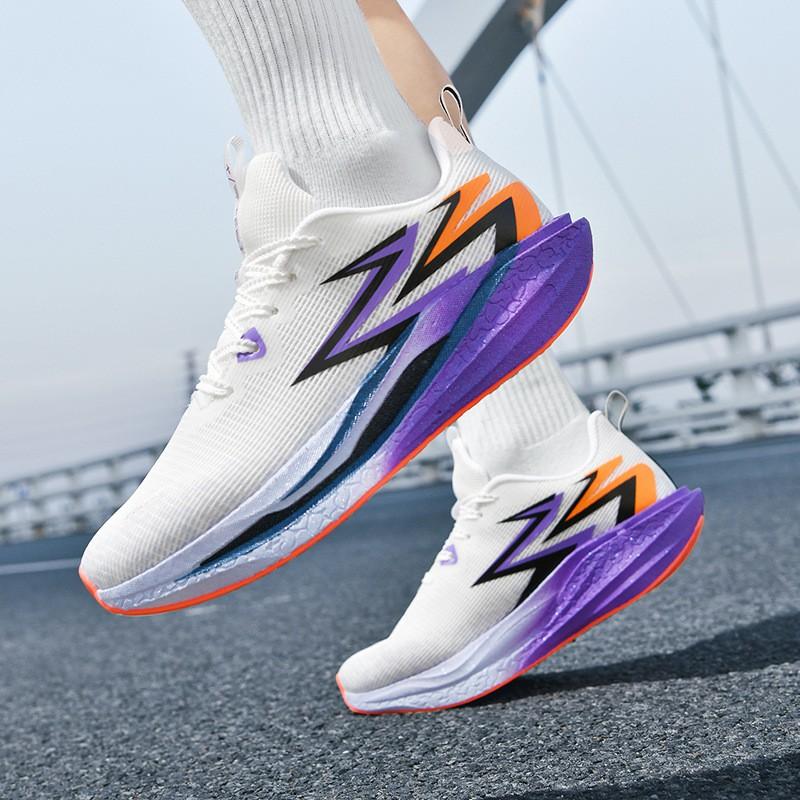 Lightweight Breathable Running Shoes Kids With Carbon Plate Support Mesh Upper Shock Absorption Non-Slip Sole