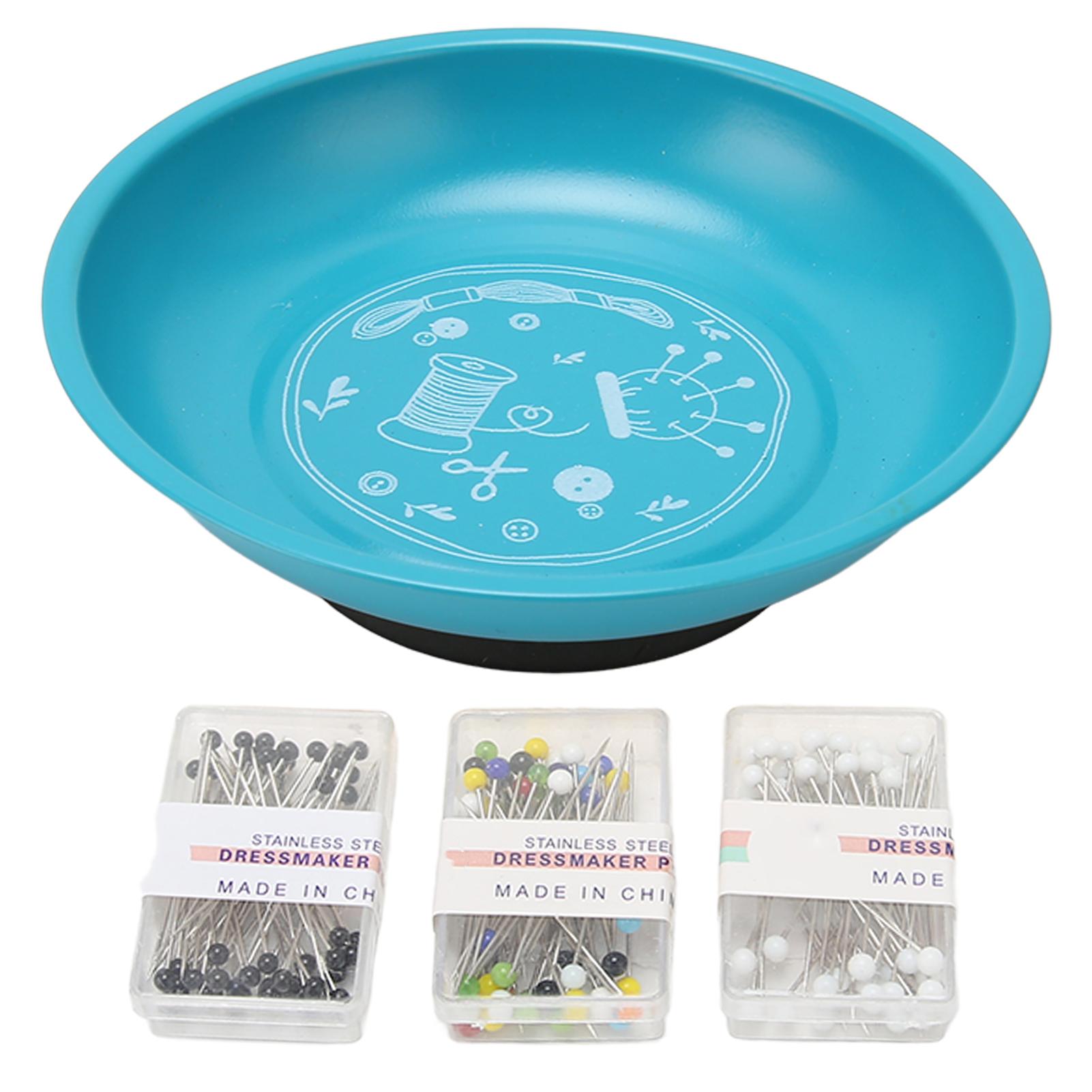 

Magnetic Bowl Pin Dish with 150pcs Bead Needles Safe 430 Stainless Steel Sewing Pin Holder for Stitch Embroidery