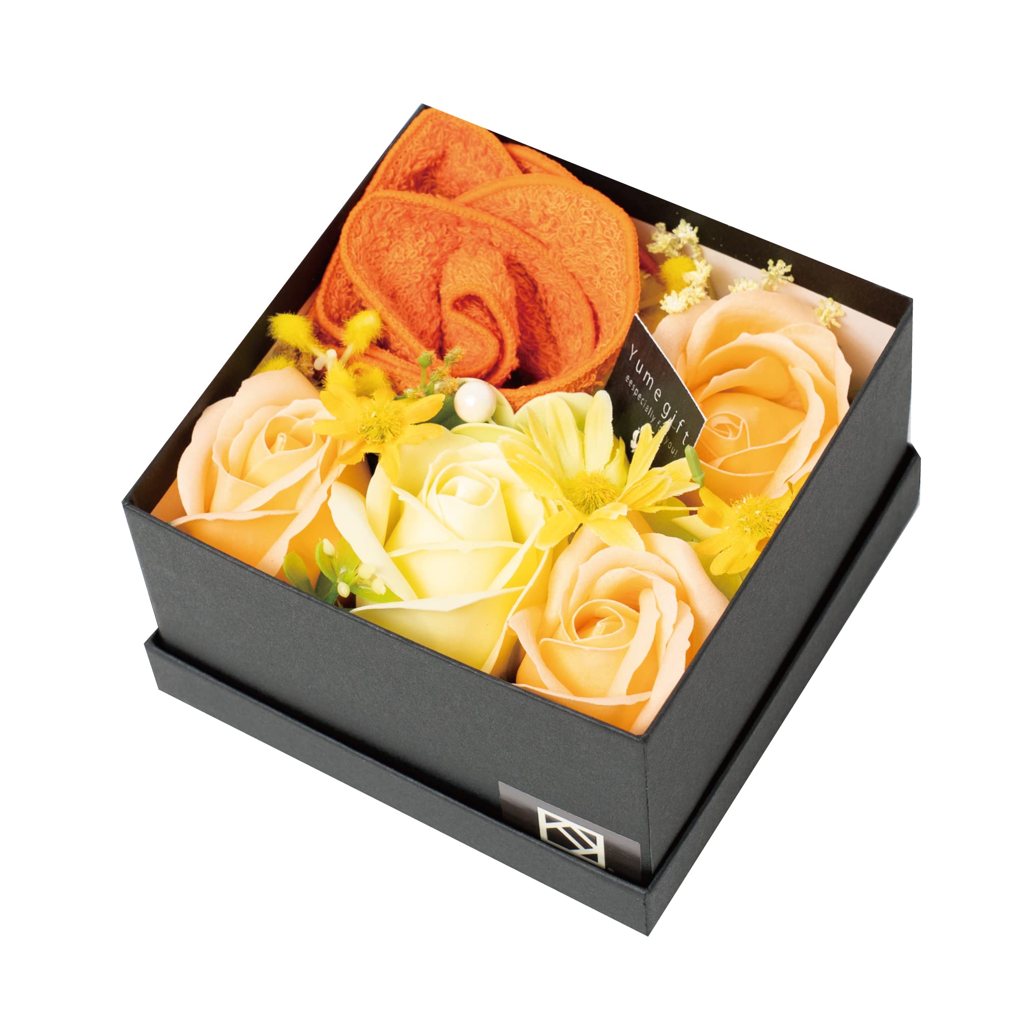 

Yume Gift Senshu Towel Flower Fragrance Box Soap Flowers, Choice of Color (Orange, Small)