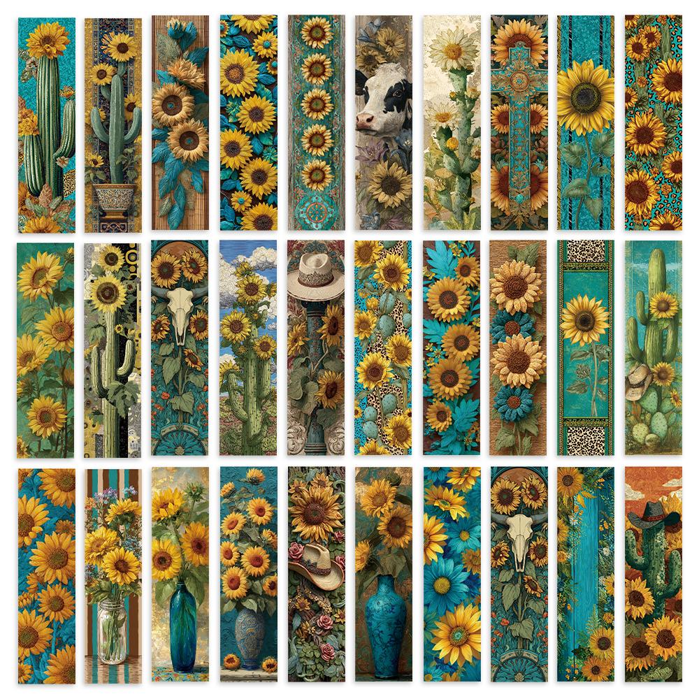 32pcs, Retro Sunflower Bookmark, Back To School Season, Christmas, Halloween, Suitable for Teachers, Readers, and Birthday Gifts