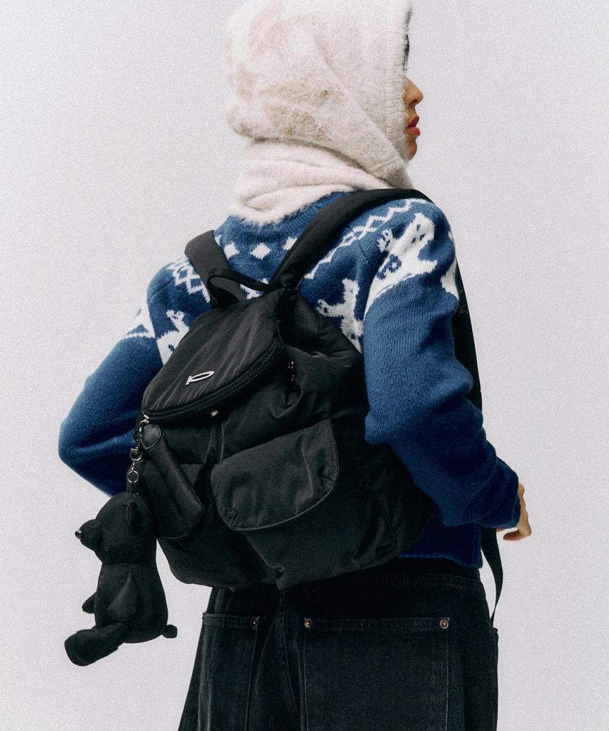 Physical Department Bear Keyring Padded Backpack_Black