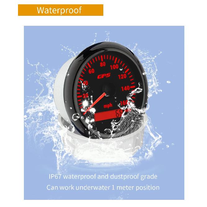ELING 85mm (3 3/8'') Speedometer GPS 30 60 120 200 Km/h MPH 80 160 MPH Odometer with 7 Colors Backlight for Motorcycle Yacht