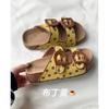 Flower girl~ thick-soled heightening one-word slippers for women's summer wear casual sandals new beach shoes