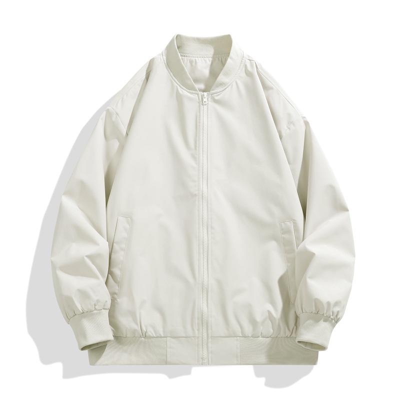

OO Baseball Collar Waterproof Jacket Men s and Women s Season Trend Loose Solid Color Versatile Casual Jacket M