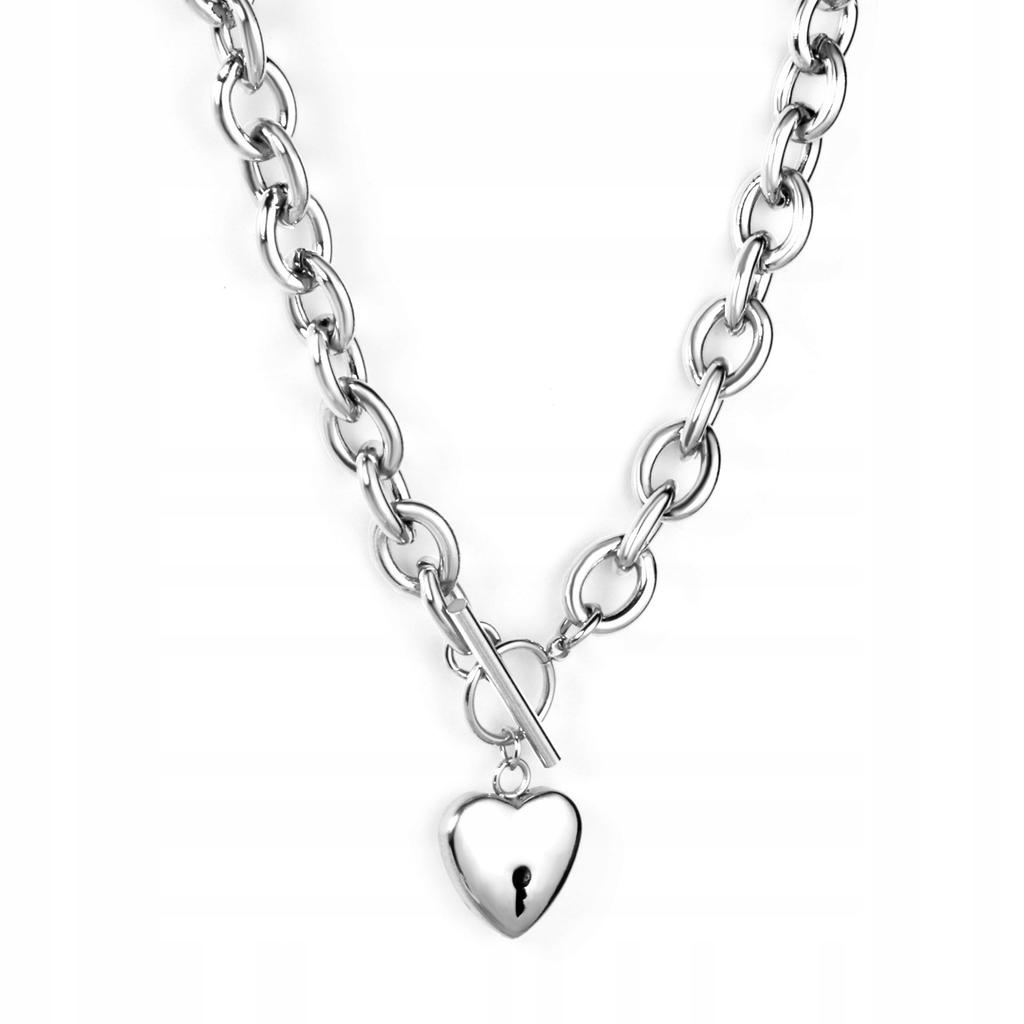 Beautiful Golden Heart Key Necklace Chain Fashionable Elegance And Chic 45 Cm