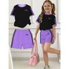 Kids Clothes Girls, 2pcs Set, Easy Bow Print Short Sleeve T-Shirt And Shorts Set, Suitable for Spring and Summer, Y2K Fashion