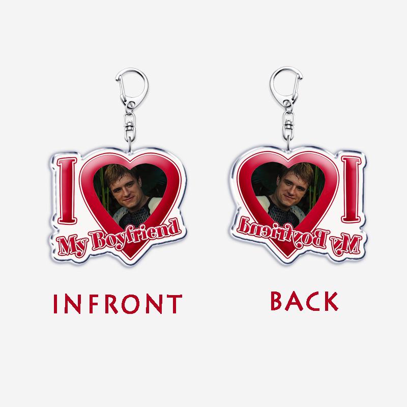 Hunger Games Popular I Love My Boyfriend Josh Hutcherson Key Chain Keychains Movie Ring for Bag Pendant Keyring Jewelry Gifts
