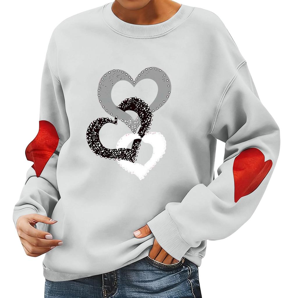 Ladies' Valentine's Day Printed Casual Long Sleeved Sports Hoodie Top