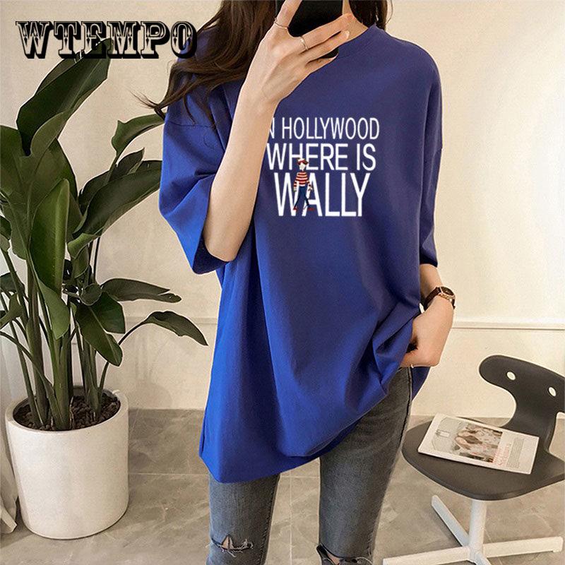 

WTEMPO Fashion Letter Print Women T-shirts tops Short Sleeve Harajuku Casual tshirt tees